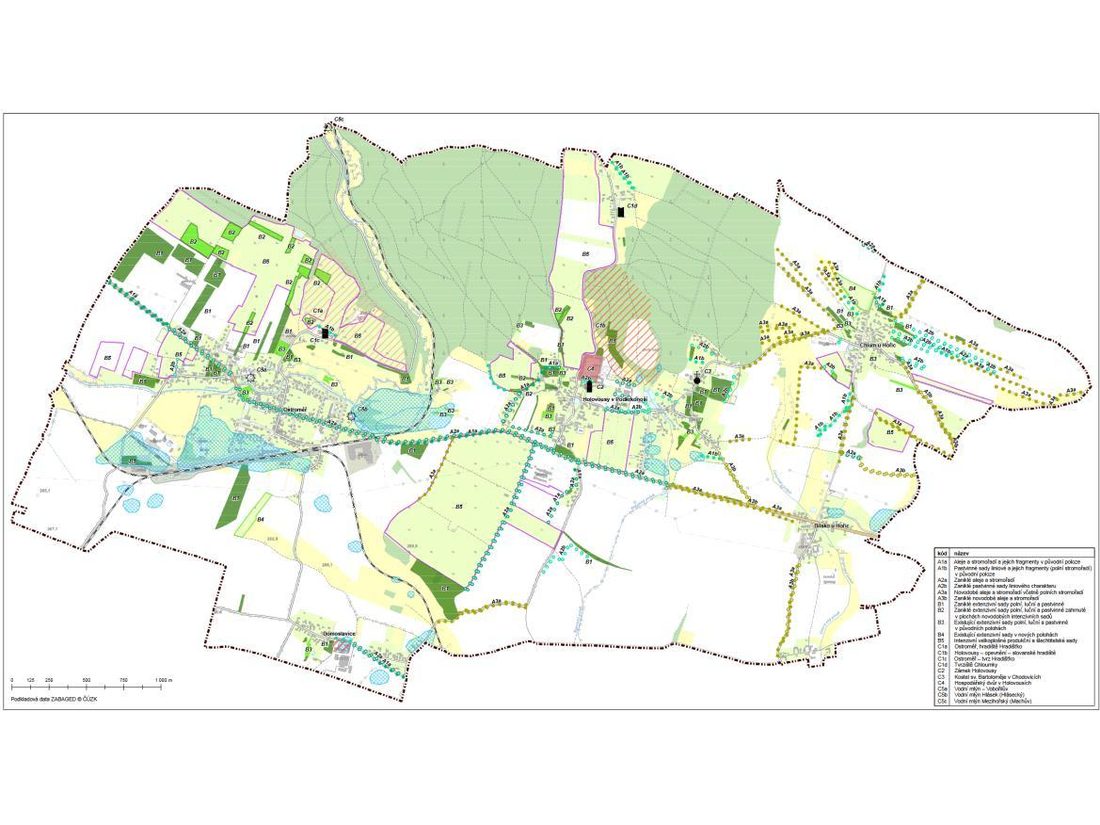 Ovocnářská krajina Holovouska a Ostroměřska – Vymezené segmenty krajiny